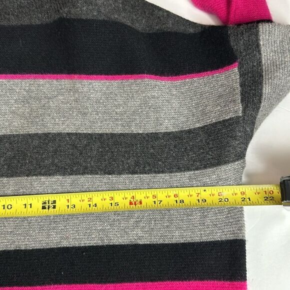 InCashmere Women’s Gray Magenta Black Striped Cashmere Sweater Turtleneck size L - Picture 12 of 12